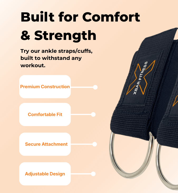 XBAR ankle straps with padded interior, adjustable fit, and D-ring attachment