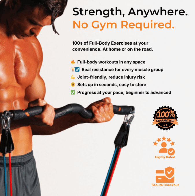Benefits of XBAR Complete Home Gym Kit: real resistance, quick setup, easy storage