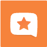 HelpfulCrowd App Icon. An orange square icon with a white rounded speech bubble and a gold star inside, resembling a review or rating symbol.