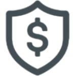 Icon of a shield with a dollar sign inside, symbolizing financial protection or security.