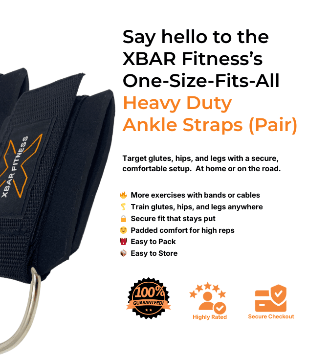 Benefits of XBAR ankle straps: portable, secure fit, padded comfort, versatile training