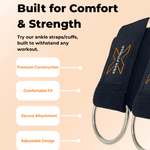 XBAR ankle straps with padded interior, adjustable fit, and D-ring attachment