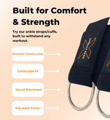 XBAR ankle straps with padded interior, adjustable fit, and D-ring attachment