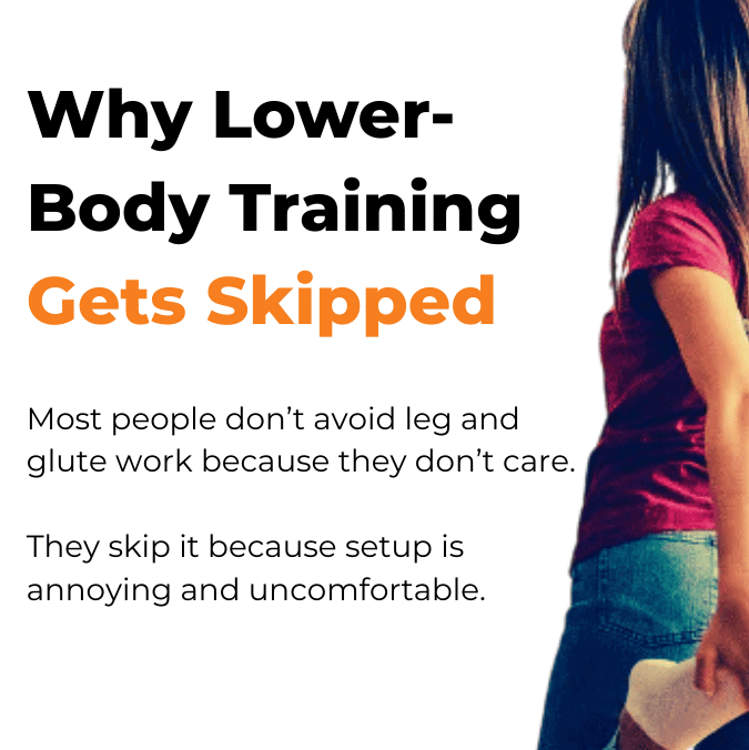 Lower-body training frustration from awkward setup and slipping ankle straps