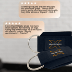 Customer reviews for XBAR ankle straps with star rating and quotes