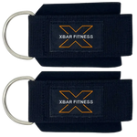 Two black wrist straps with XBAR FITNESS logo on a white background