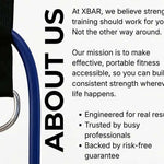 Heavy Duty Door Anchor for XBAR fitness product with text about their mission and features.