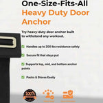 Heavy-duty door anchor with features listed on a white background