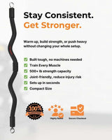 Fitness exercise bar for resistance bands with features on a white background