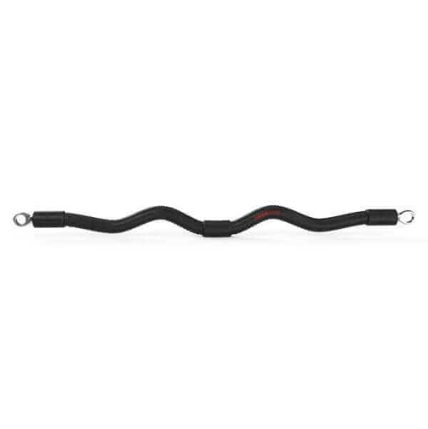 Black exercise bar on a white background