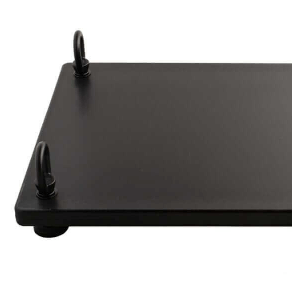 Black metal bracket on a white background