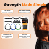 Close-up feature callouts on XBAR Complete Home Gym Kit portable resistance system