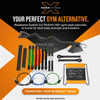 XBAR Fitness resistance system product image with text on a black and orange background