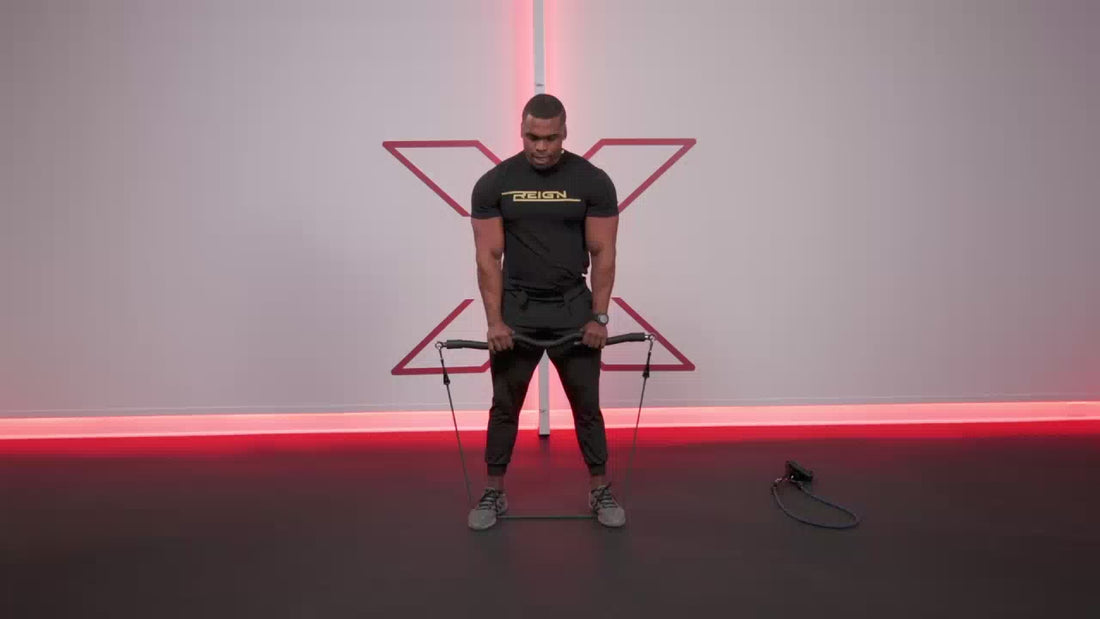 Reverse Bicep Curls with Resistance Bands and Bar