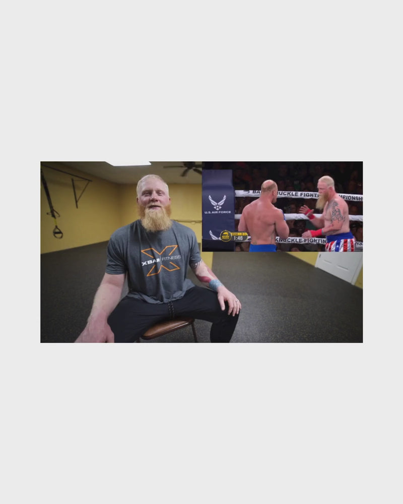 Sean Shoemaker, a boxer reviewing and supporting XBAR Fitness and the benefits of using the portable home gym.