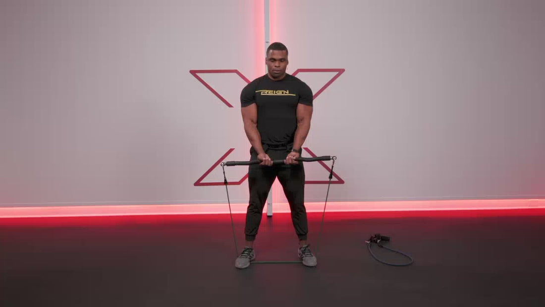 Close Grip Bicep Curl with Curl Bar and Resistance Band
