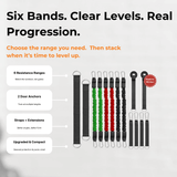 XBAR RS 2.0 bands and accessories set laid out with adjustable resistance and multiple anchor and position options.