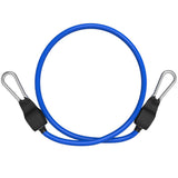 Medium resistance band in blue, measuring 57.5 inches, designed for strength training and muscle building.