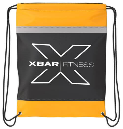Accessories Bag Cinch Pack for XBAR bands and accessories in vibrant orange and black.